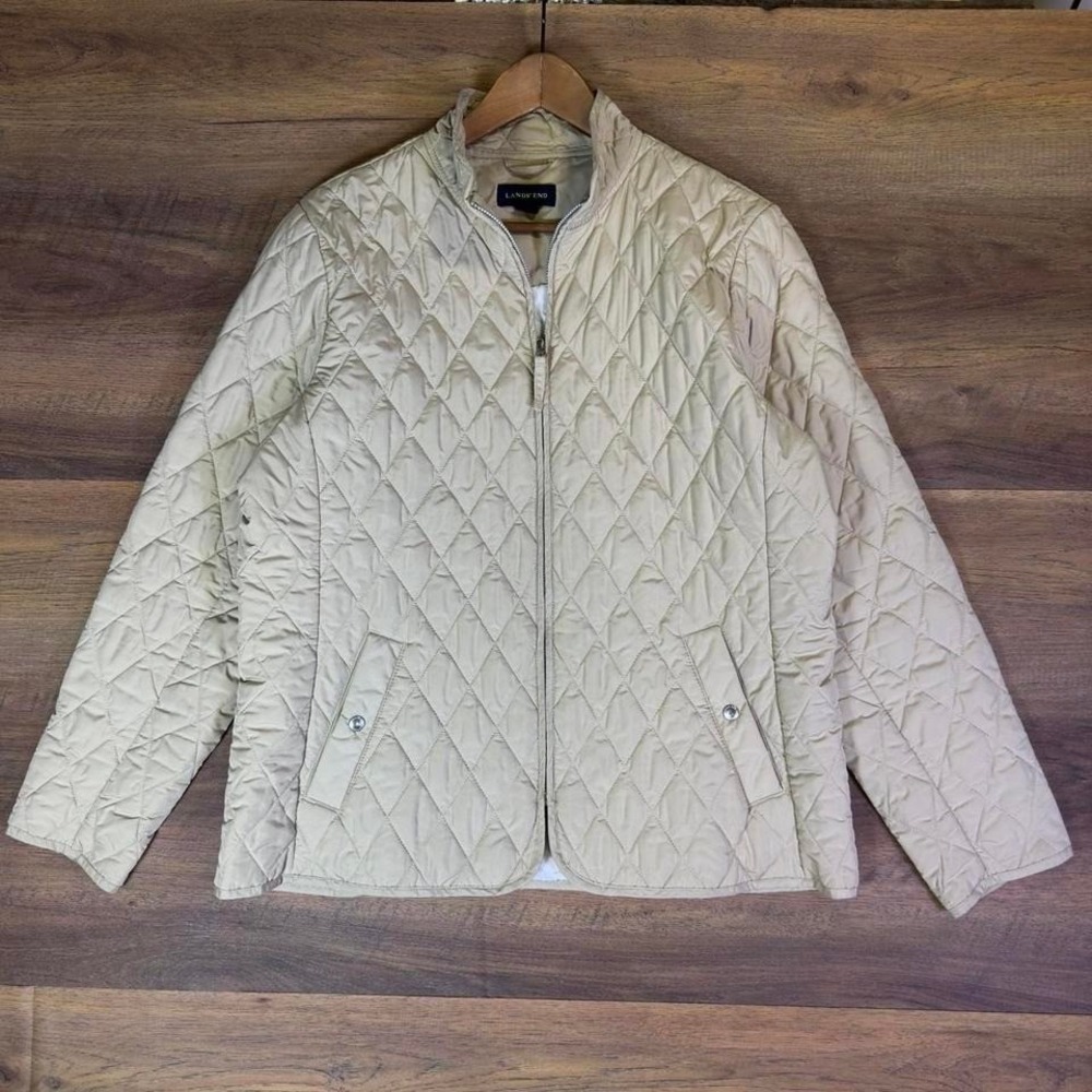 Lands' End Quilted Jacket Women's L/P Beige